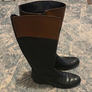 Elegant Women's Black and Brown Riding Boots